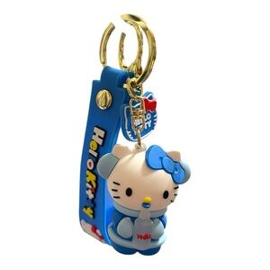 Blue Hello Kitty Keychain with Wrist Strap